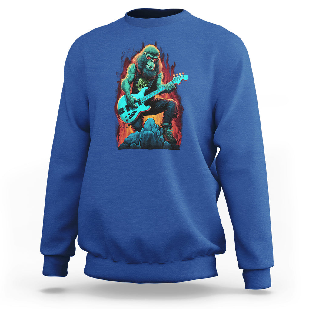 Rocking On Bigfoot Sasquatch Loves Rock And Roll Sweatshirt TS09 Royal Blue Printyourwear