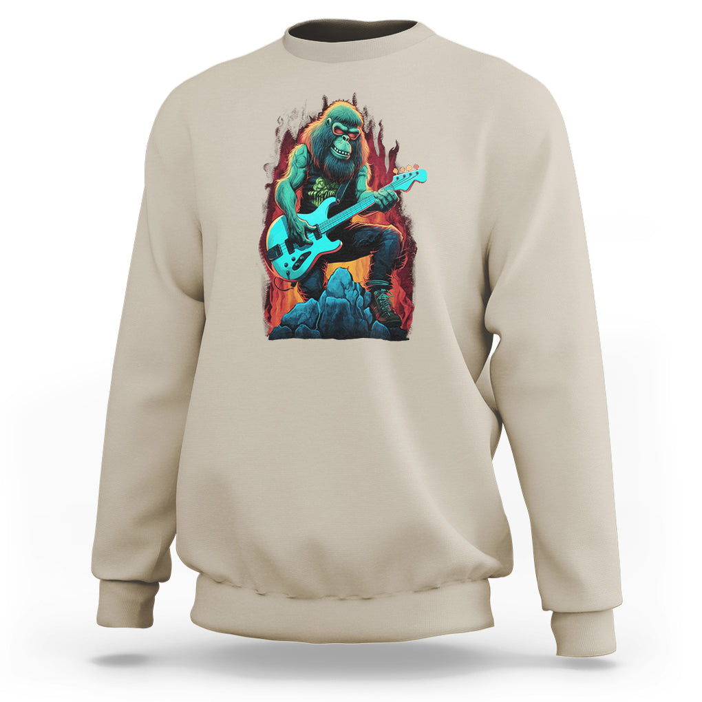 Rocking On Bigfoot Sasquatch Loves Rock And Roll Sweatshirt TS09 Sand Printyourwear