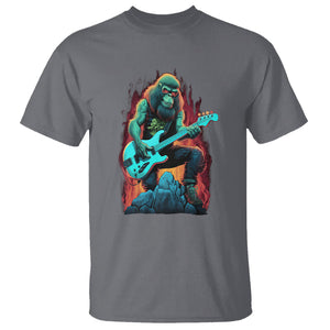 Rocking On Bigfoot Sasquatch Loves Rock And Roll T Shirt TS09 Charcoal Printyourwear