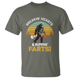 Funny Bigfoot T Shirt Breakin Hearts & Rippin Farts! Sasquatch TS09 Military Green Printyourwear