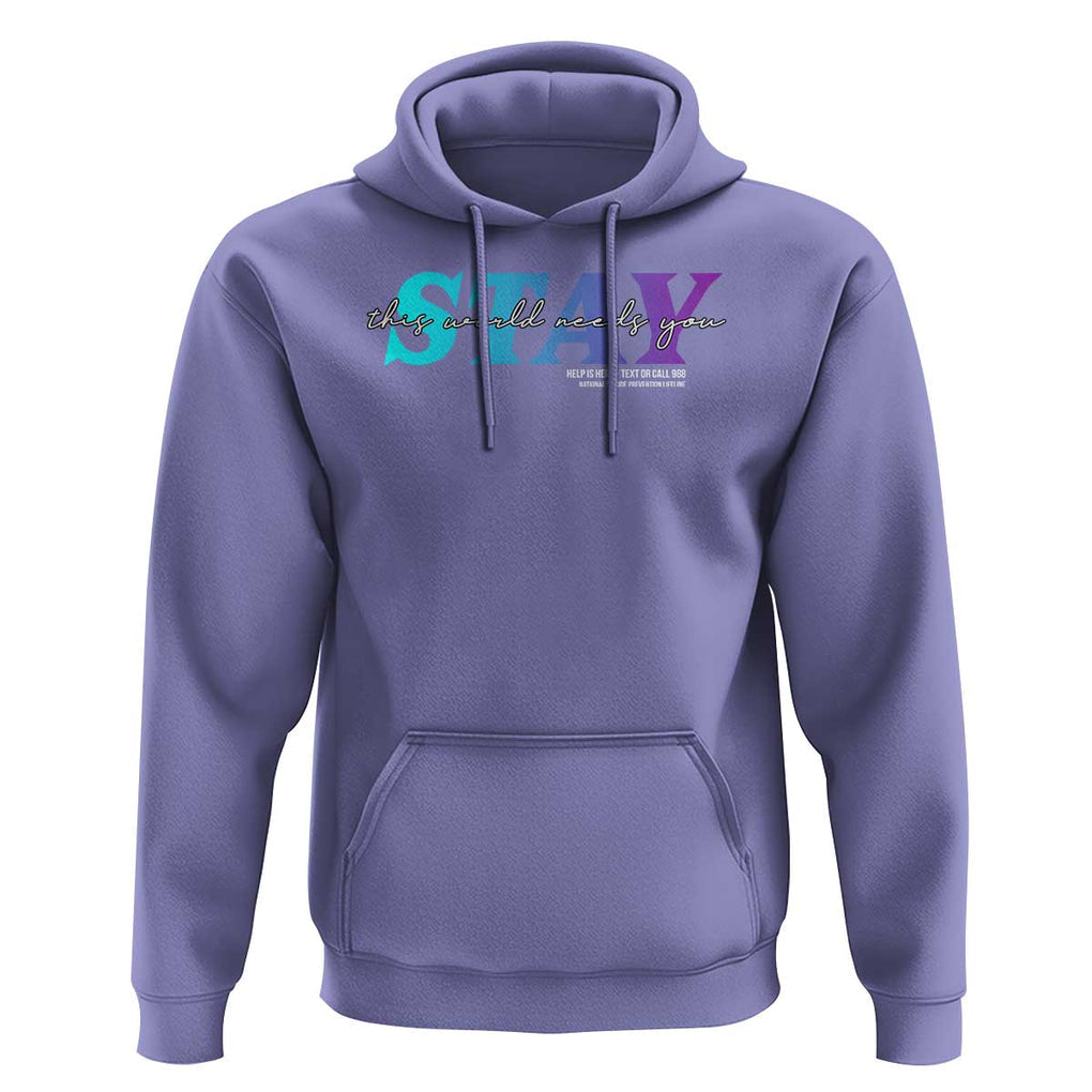 Suicide Prevention Hoodie This World Needs You Call Or Text 988 TS09 Violet Print Your Wear