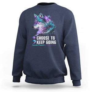 Choose To Keep Going Sweatshirt Wolf Semicolon Suicide Prevention TS09 Navy Print Your Wear