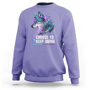 Choose To Keep Going Sweatshirt Wolf Semicolon Suicide Prevention TS09 Violet Print Your Wear