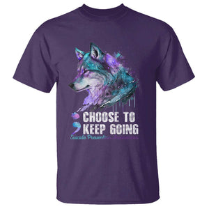 Choose To Keep Going T Shirt Wolf Semicolon Suicide Prevention TS09 Purple Print Your Wear