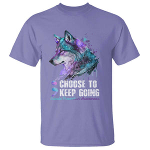 Choose To Keep Going T Shirt Wolf Semicolon Suicide Prevention TS09 Violet Print Your Wear