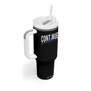 Suicide Prevention Tumbler With Handle Continue Your Story Is Not Over Semicolon TS09 Print Your Wear