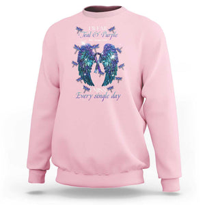 For Someone I Miss Every Single Day Sweatshirt I Wear Teal And Purple Suicide Prevention TS09 Light Pink Print Your Wear