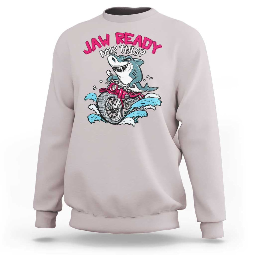 Shark Lover Sweatshirt Jaw Ready For This Riding Motorbike TS09 Ice Gray Print Your Wear