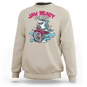 Shark Lover Sweatshirt Jaw Ready For This Riding Motorbike TS09 Sand Print Your Wear