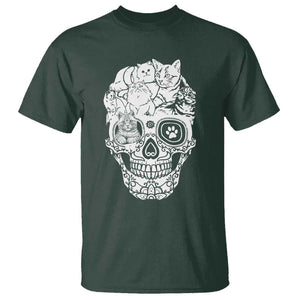 Cat Lover T Shirt Cats Skull Skeleton Cute And Scary TS09 Dark Forest Green Print Your Wear