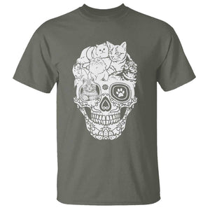 Cat Lover T Shirt Cats Skull Skeleton Cute And Scary TS09 Military Green Print Your Wear