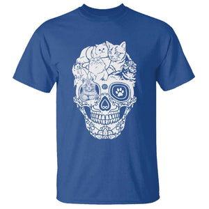 Cat Lover T Shirt Cats Skull Skeleton Cute And Scary TS09 Royal Blue Print Your Wear