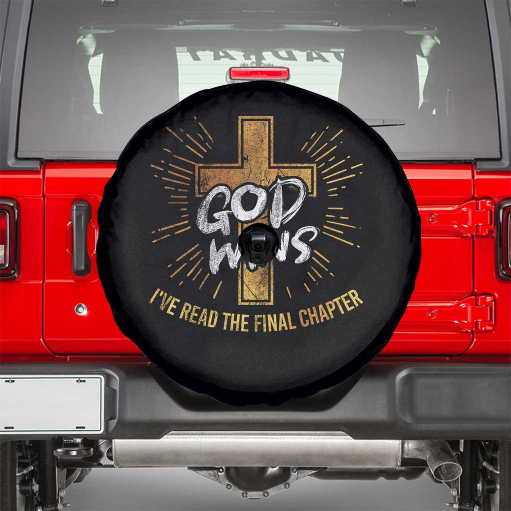 Funny Christian Spare Tire Cover I've Read the Final Chapter God Wins TS09 Black Print Your Wear