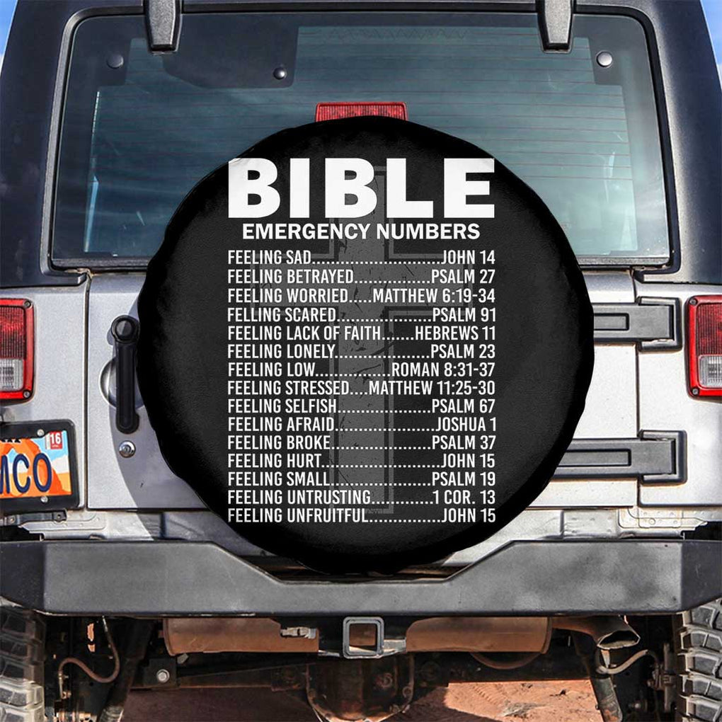 Christian Spare Tire Cover Bible Emergency Number TS09 No hole Black Print Your Wear