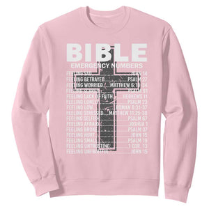 Christian Sweatshirt Bible Emergency Number TS09 Light Pink Print Your Wear