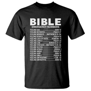 Christian T Shirt Bible Emergency Number TS09 Black Print Your Wear