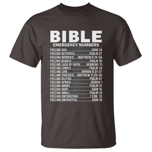 Christian T Shirt Bible Emergency Number TS09 Dark Chocolate Print Your Wear