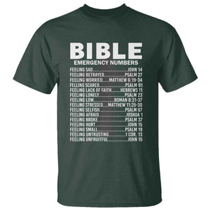 Christian T Shirt Bible Emergency Number TS09 Dark Forest Green Print Your Wear