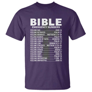 Christian T Shirt Bible Emergency Number TS09 Purple Print Your Wear