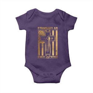 Christian Patriotic Baby Onesie Stand For The Flag Kneel For The Cross American Christ Cross TS09 Purple Print Your Wear