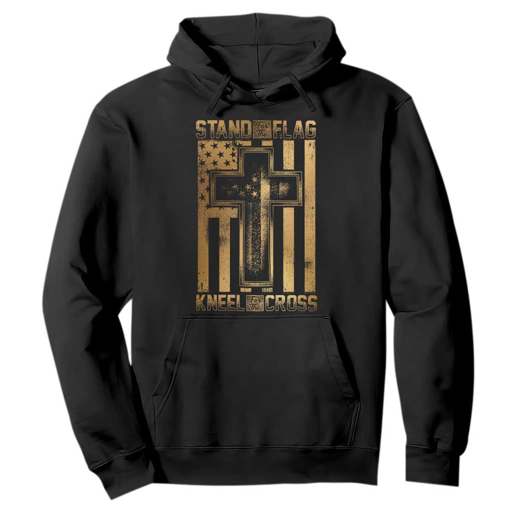 Christian Patriotic Hoodie Stand For The Flag Kneel For The Cross American Christ Cross TS09 Black Print Your Wear