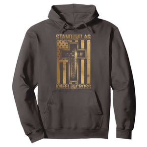 Christian Patriotic Hoodie Stand For The Flag Kneel For The Cross American Christ Cross TS09 Dark Chocolate Print Your Wear