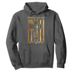 Christian Patriotic Hoodie Stand For The Flag Kneel For The Cross American Christ Cross TS09 Dark Heather Print Your Wear