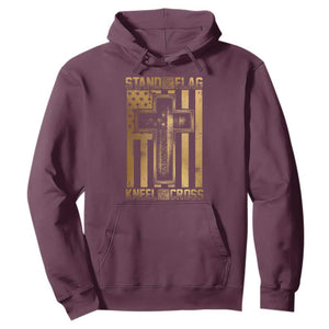 Christian Patriotic Hoodie Stand For The Flag Kneel For The Cross American Christ Cross TS09 Maroon Print Your Wear