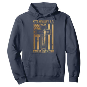 Christian Patriotic Hoodie Stand For The Flag Kneel For The Cross American Christ Cross TS09 Navy Print Your Wear