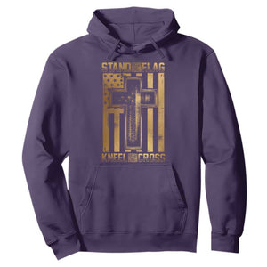 Christian Patriotic Hoodie Stand For The Flag Kneel For The Cross American Christ Cross TS09 Purple Print Your Wear