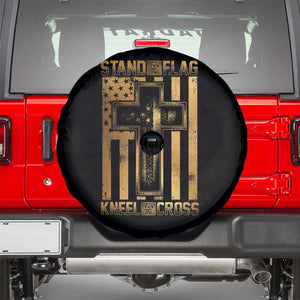 Christian Patriotic Spare Tire Cover Stand For The Flag Kneel For The Cross American Christ Cross TS09 Black Print Your Wear