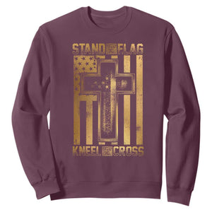 Christian Patriotic Sweatshirt Stand For The Flag Kneel For The Cross American Christ Cross TS09 Maroon Print Your Wear