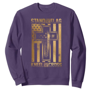 Christian Patriotic Sweatshirt Stand For The Flag Kneel For The Cross American Christ Cross TS09 Purple Print Your Wear