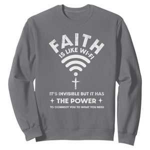 Funny Christian Sweatshirt Faith Is Like Wifi TS09 Charcoal Print Your Wear