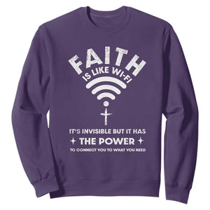 Funny Christian Sweatshirt Faith Is Like Wifi TS09 Purple Print Your Wear