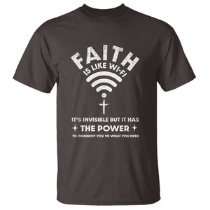 Funny Christian T Shirt Faith Is Like Wifi TS09 Dark Chocolate Print Your Wear