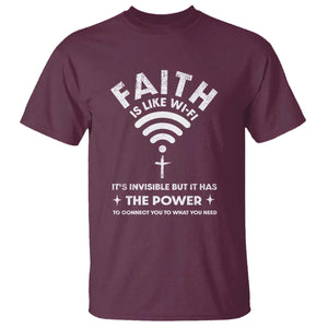 Funny Christian T Shirt Faith Is Like Wifi TS09 Maroon Print Your Wear