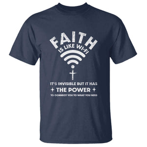 Funny Christian T Shirt Faith Is Like Wifi TS09 Navy Print Your Wear