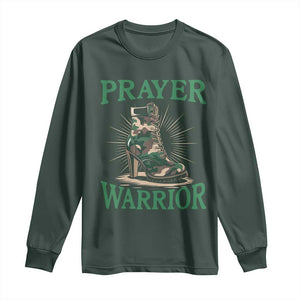 Prayer Warrior Long Sleeve Shirt Camo Heels Christian Pray TS09 Dark Forest Green Print Your Wear