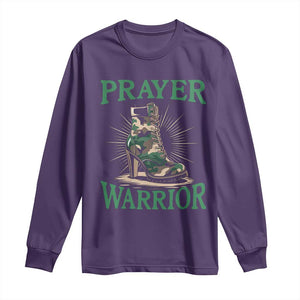 Prayer Warrior Long Sleeve Shirt Camo Heels Christian Pray TS09 Purple Print Your Wear