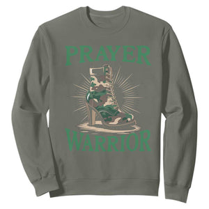 Prayer Warrior Sweatshirt Camo Heels Christian Pray TS09 Military Green Print Your Wear