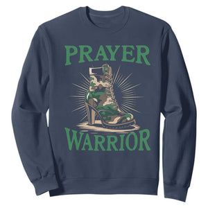 Prayer Warrior Sweatshirt Camo Heels Christian Pray TS09 Navy Print Your Wear