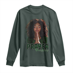 Prayer Warrior Long Sleeve Shirt Camo Black Woman Christian Pray TS09 Dark Forest Green Print Your Wear