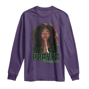 Prayer Warrior Long Sleeve Shirt Camo Black Woman Christian Pray TS09 Purple Print Your Wear