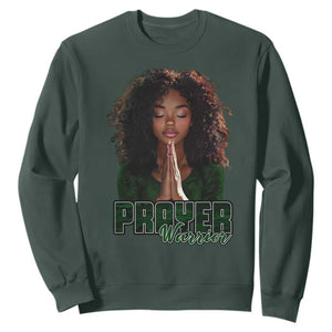 Prayer Warrior Sweatshirt Camo Black Woman Christian Pray TS09 Dark Forest Green Print Your Wear