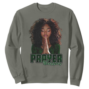 Prayer Warrior Sweatshirt Camo Black Woman Christian Pray TS09 Military Green Print Your Wear