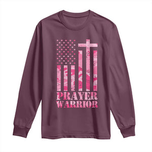 Prayer Warrior Long Sleeve Shirt Camo American Flag Christian Pray TS09 Maroon Print Your Wear