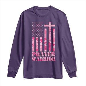 Prayer Warrior Long Sleeve Shirt Camo American Flag Christian Pray TS09 Purple Print Your Wear