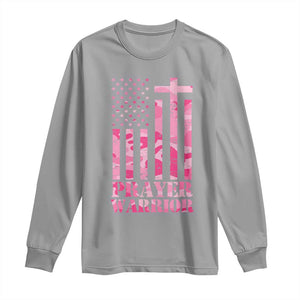 Prayer Warrior Long Sleeve Shirt Camo American Flag Christian Pray TS09 Sport Gray Print Your Wear