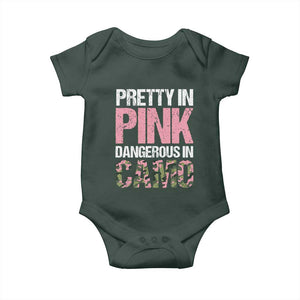 Camo Girl Baby Onesie Pretty Pink Dangerous Camo Hunting Hunter TS09 Dark Forest Green Print Your Wear